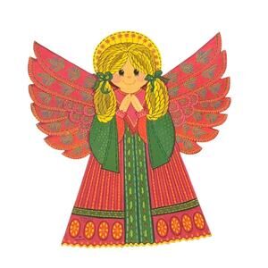 Christmas‎ Holiday Angel Hallmark Diecut Paperboard VTG Mid Century Single Sided